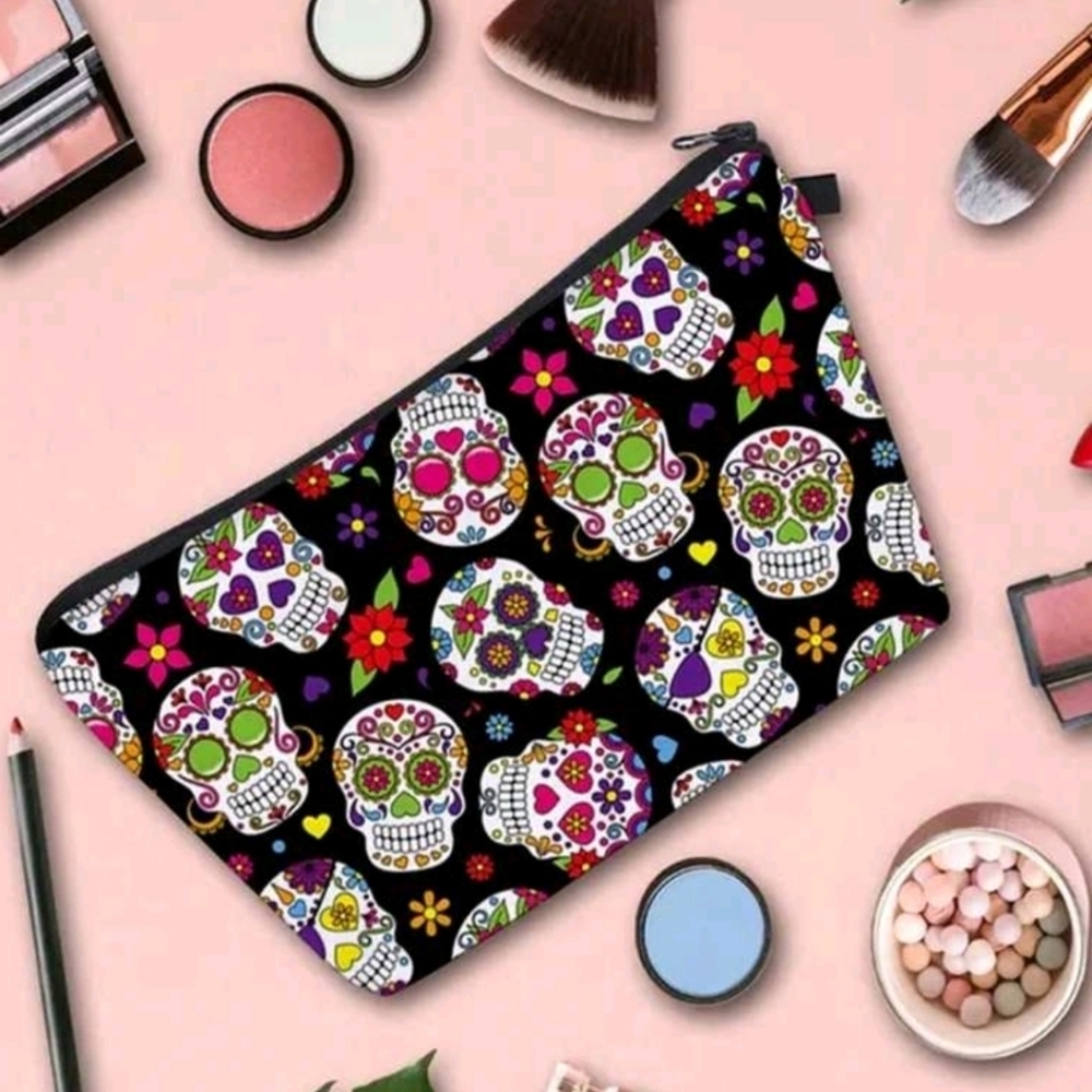 ✨️3 FOR 28✨️ 🆕️☠️ COLOURFUL SUGAR SKULL COSMETIC BAG ☠️